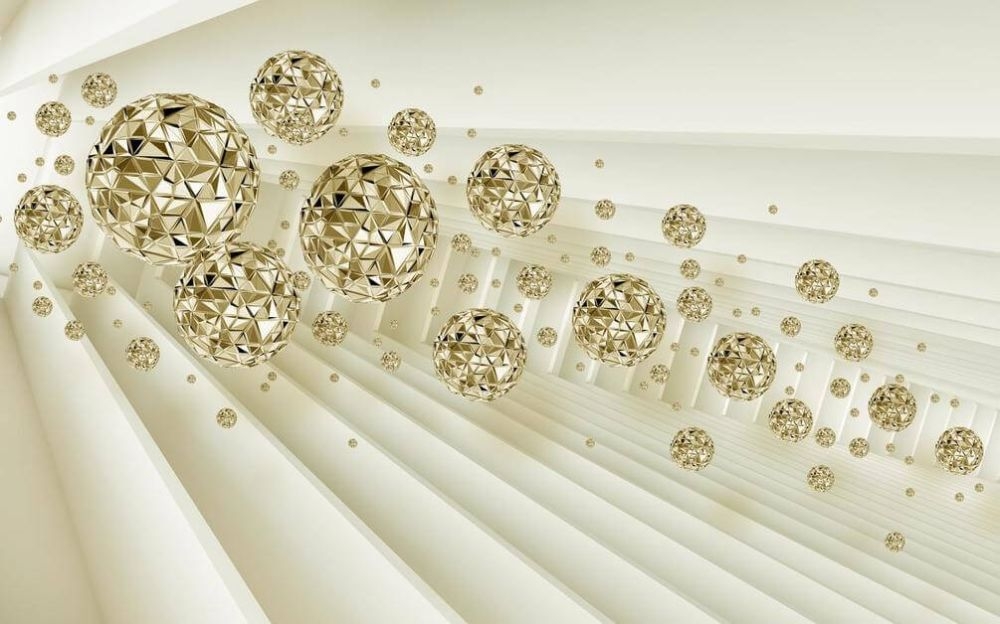  الماس‌ها رو از گاوصندوق بیار بیرون، بچسبون به دیوار! پوستر دیواری سه بعدی گوی‌های الماس طلایی لوکسوال 