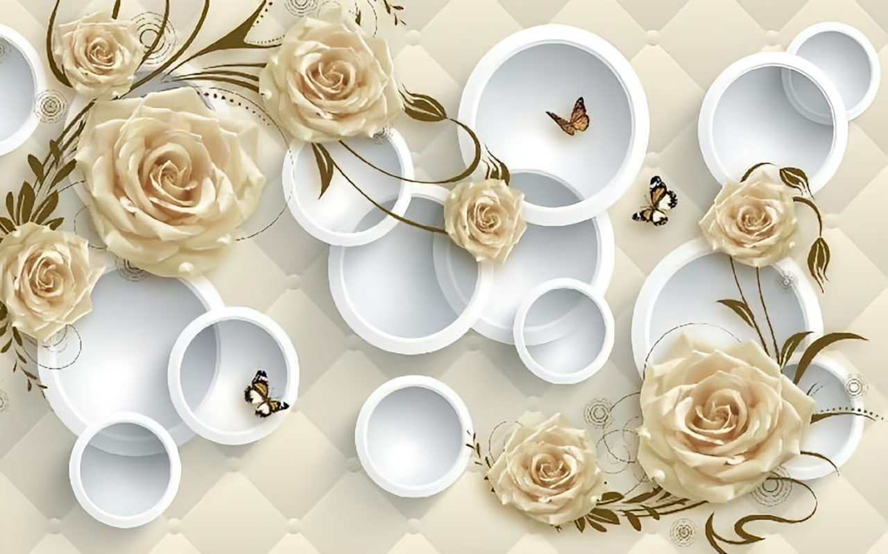  «رزها زنده شدن… پروانه‌ها دارن پرواز می‌کنن! پوستر دیواری رز کرم وال‌یو که همه اتاق‌ها رو رویایی کرده 