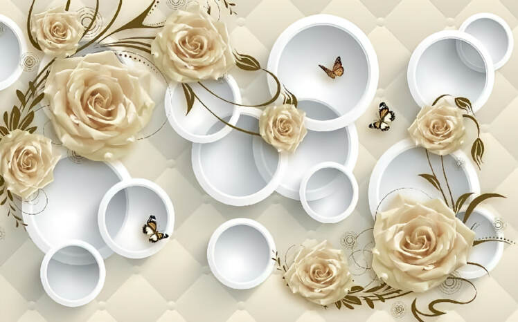 «رزها زنده شدن… پروانه‌ها دارن پرواز می‌کنن! پوستر دیواری رز کرم وال‌یو که همه اتاق‌ها رو رویایی کرده