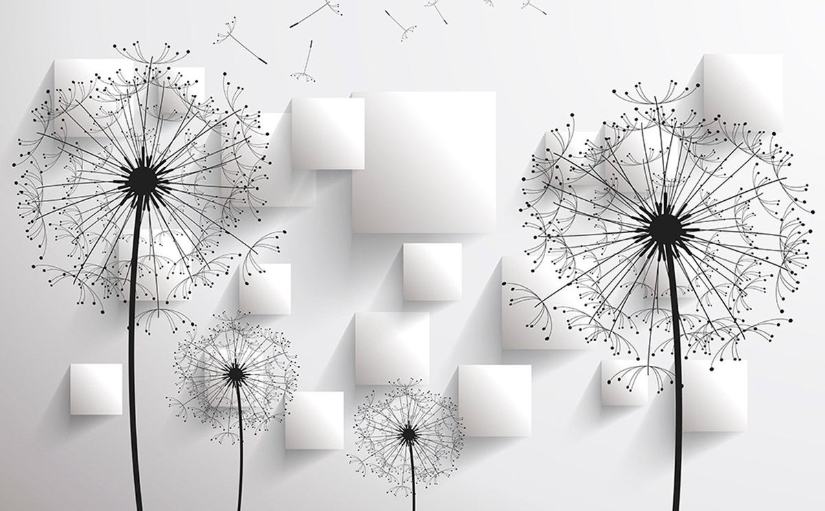  «سادگی یعنی این! پوستر دیواری سه بعدی قاصدک سیاه و سفید وال‌یو www.wallu.ir پرفروش‌ترین پوستر دیواری مینیمال و مدرن ۱۴۰۴ 